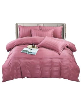 Lenjerie de Pat Roz Damasc Jojo Home – 6 Piese Bumbac Premium 230x250 cm - Img 6