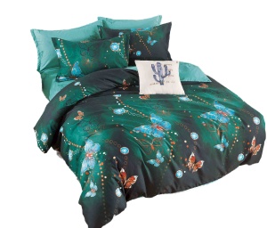 Lenjerie de Pat cu Fluturi – 6 Piese Bumbac Finet Premium, Crem, Cearșaf 230x250 cm, Husă cu Fermoar, Fețe Pernă 70x70 și 55x80 cm - Img 2