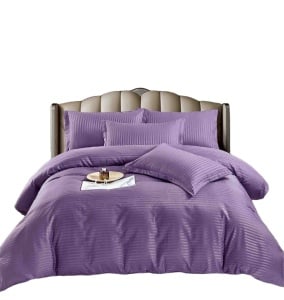 Lenjerie de Pat Mov Damasc Jojo Home – 6 Piese Bumbac Premium 230x250 cm - Img 5