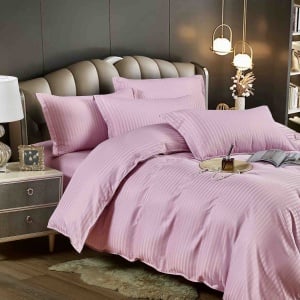 Lenjerie de Pat Roz Pudră Damasc Jojo Home – 6 Piese Bumbac Premium 230x250 cm - Img 3