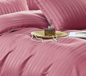 Lenjerie de Pat Roz Damasc Jojo Home – 6 Piese Bumbac Premium 230x250 cm - Img 2