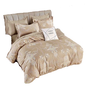 Lenjerie de Pat Crem cu Flori – 6 Piese Bumbac Finet Premium, Fermoar, Cearșaf 230x250 cm, Fețe Pernă 70x70 și 55x80 cm - Img 2