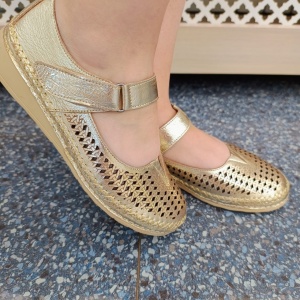 Pantofi dama din piele naturala auriu 04221