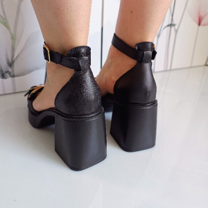 SANDALE CONFORT DIN PIELE NATURALA COD 3568 NEGRU - Img 4