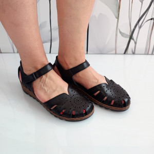 SANDALE CONFORT DIN PIELE NATURALA 204 NEGRU - Img 3
