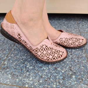 Pantofi dama din piele naturala pudra 436