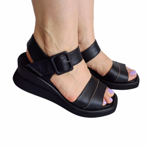 SANDALE CONFORT DIN PIELE NATURALA COD 072 NEGRU