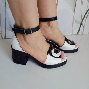 SANDALE CONFORT DIN PIELE NATURALA COD 284 ALB - Img 2