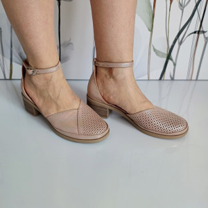 PANTOFI DAMA DIN PIELE NATURALA 188 PUDRA SIDEF - Img 3