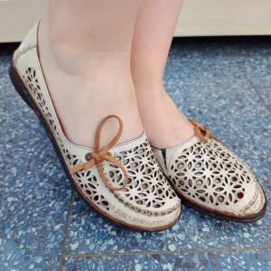 Pantofi dama din piele naturala bej 143