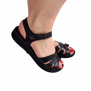 SANDALE CONFORT DIN PIELE NATURALA 103 NEGRU
