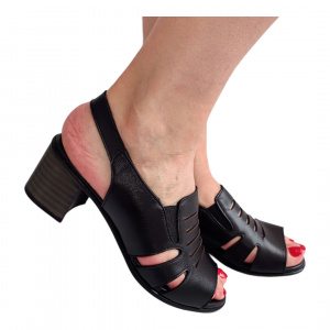 SANDALE CONFORT DIN PIELE NATURALA 186 NEGRU