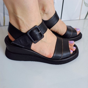 SANDALE CONFORT DIN PIELE NATURALA COD 072 NEGRU - Img 2