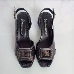 SANDALE DAMA DIN PIELE NATURALA 125 NEGRU PATINAT 4 - Img 4