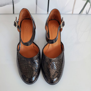PANTOFI DAMA DIN PIELE NATURALA 400 NEGRU PATINAT 4 - Img 4