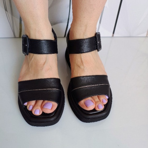 SANDALE CONFORT DIN PIELE NATURALA COD 072 NEGRU - Img 3
