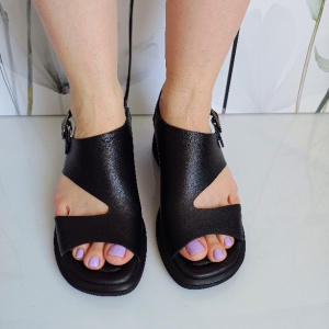 SANDALE CONFORT DIN PIELE NATURALA COD 337 NEGRU - Img 3