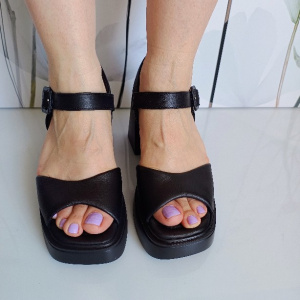 SANDALE CONFORT DIN PIELE NATURALA COD 3563 NEGRU - Img 3