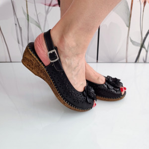 SANDALE CONFORT DIN PIELE NATURALA 772 NEGRU - Img 2