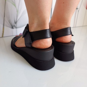 SANDALE CONFORT DIN PIELE NATURALA COD 072 NEGRU - Img 4