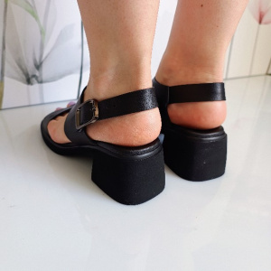 SANDALE CONFORT DIN PIELE NATURALA COD 337 NEGRU - Img 4