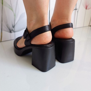 SANDALE CONFORT DIN PIELE NATURALA COD 3563 NEGRU - Img 4