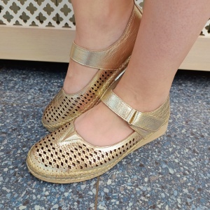 Pantofi dama din piele naturala auriu 4221