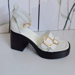 SANDALE CONFORT DIN PIELE NATURALA COD 3568 ALB - Img 5