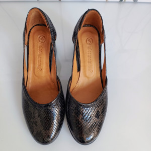 PANTOFI DAMA DIN PIELE NATURALA 401 NEGRU PATINAT 4 - Img 4