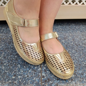 Pantofi dama din piele naturala auriu 4221 - Img 2