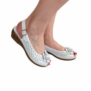 SANDALE CONFORT DIN PIELE NATURALA 772 ALB