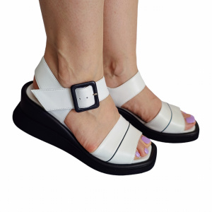 SANDALE CONFORT DIN PIELE NATURALA COD 072 ALB