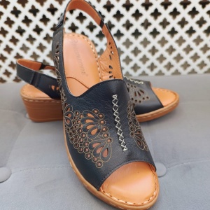Sandale dama din piele naturala negru 9507 - Img 2