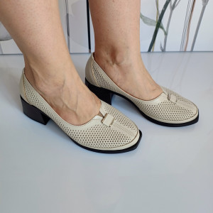 PANTOFI DAMA DIN PIELE NATURALA 278 BEJ - Img 3