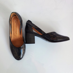 PANTOFI DAMA DIN PIELE NATURALA 401 NEGRU PATINAT 4 - Img 5