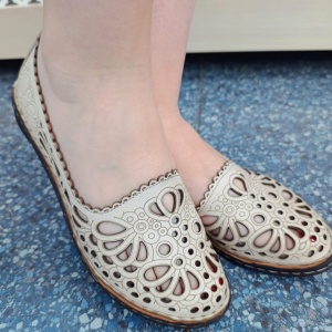 Pantofi dama din piele naturala bej 148