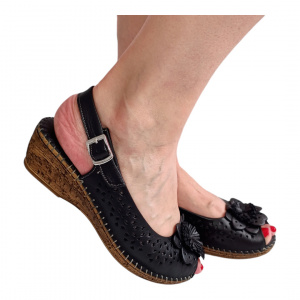 SANDALE CONFORT DIN PIELE NATURALA 772 NEGRU