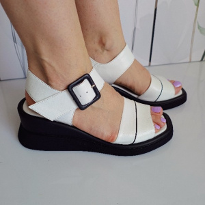 SANDALE CONFORT DIN PIELE NATURALA COD 072 ALB - Img 2
