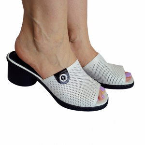 SANDALE CONFORT DIN PIELE NATURALA COD 333 alb
