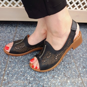 Sandale dama din piele naturala negru 9507