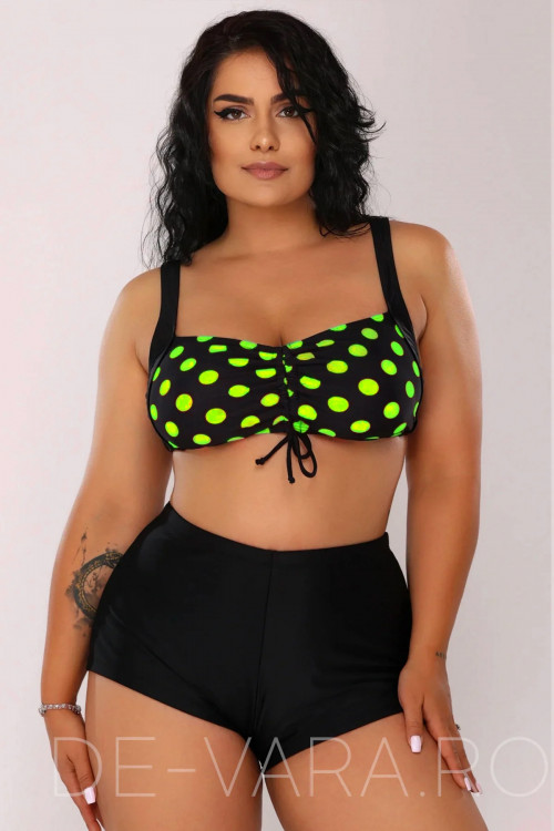 Costum de baie cu buline verzi
