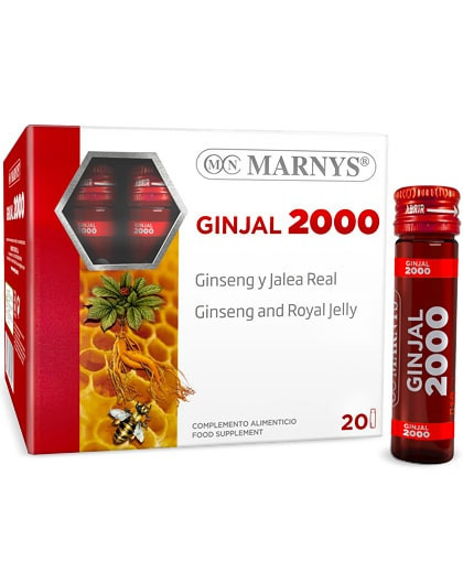 GINJAL 2000 cu Lăptișor de Matcă + Ginseng + Vitamina C pentru Energie, Vitalitate, Rezistență și Protecție Imunitară – 20 Fiole