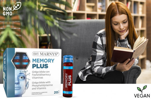 Memory Plus cu Ginkgo Biloba + Fosfatidilserină + Vitamina B1, B2, B3, B5, B6 – Produs Vegan – 20 Fiole