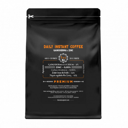 Instant Coffee 5in1 cu Ganoderma+Zinc - 400g veg (20 de portii)
