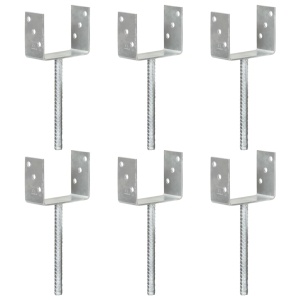 Ancore de gard, 6 buc., argintiu, 12x6x30 cm, oțel galvanizat