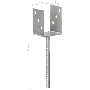 Ancore de gard, 6 buc., argintiu, 8x6x30 cm, oțel galvanizat - Img 6