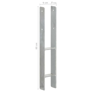 Ancore de gard, 6 buc., argintiu, 9x6x60 cm, oțel galvanizat - Img 6