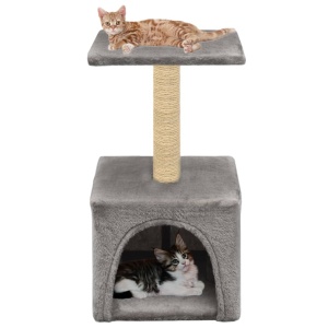 Ansamblu pentru pisici, stâlp cu funie de sisal, 55 cm, gri
