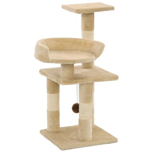Ansamblu pentru pisici, stâlpi cu funie de sisal, 65 cm, bej