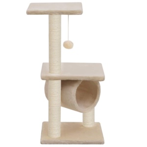Ansamblu pentru pisici, stâlpi cu funie de sisal, 65 cm, bej - Img 2